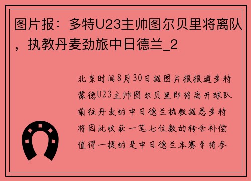 图片报：多特U23主帅图尔贝里将离队，执教丹麦劲旅中日德兰_2
